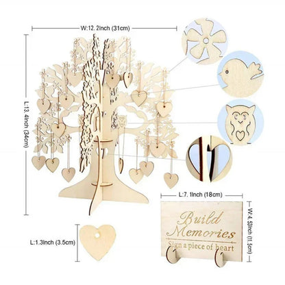 Livre d'Or Mariage Original Arbre à Cœurs Bois