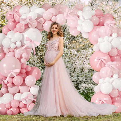 Arche de ballons mariage rose pastel et blanc