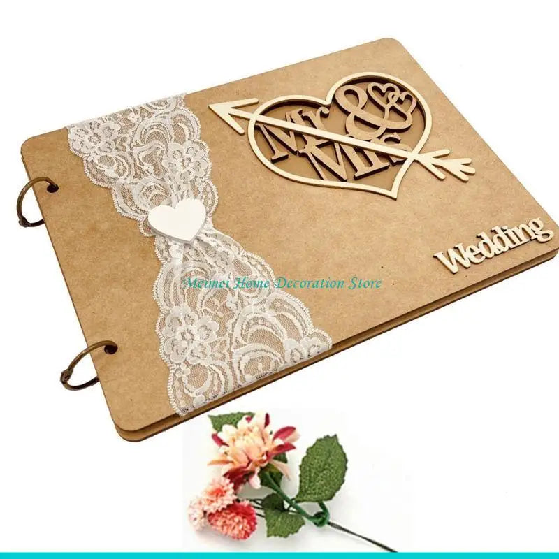 Livre d'Or Mariage Bois Champêtre Gravé