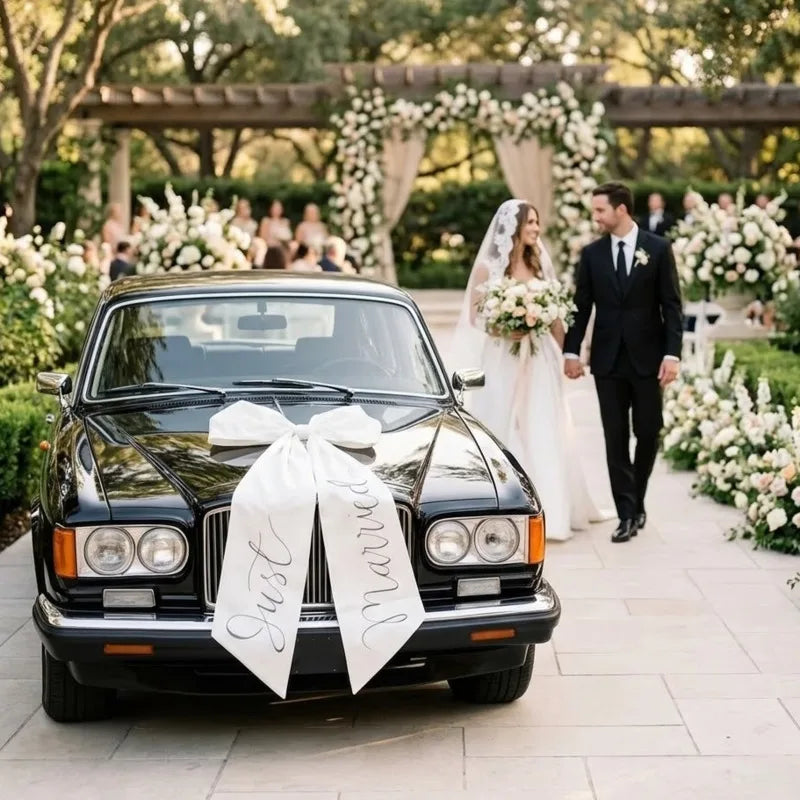 Nœud décoration voiture mariage satin