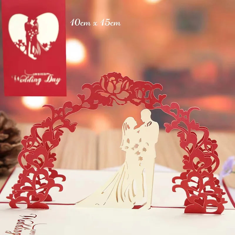 Carte Pop-Up 3D Fleurs et Mariage