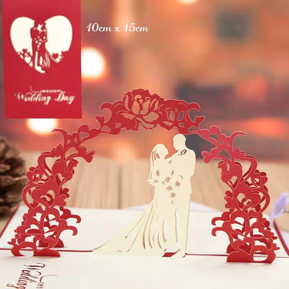 Carte Pop-Up 3D Fleurs et Mariage