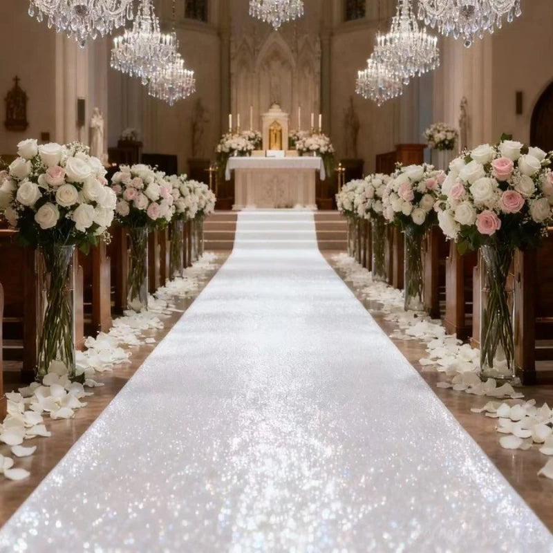 Tapis mariage scintillant pour allée centrale