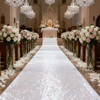 Tapis mariage scintillant pour allée centrale