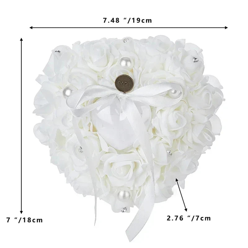 Coussin alliance cœur perlé strass — vue 2