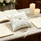 Coussin alliance blanc dentelle perles