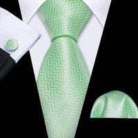 Cravate Mariage Homme Verte Pochette Boutons de Manchette — Vert d'Eau Chevrons
