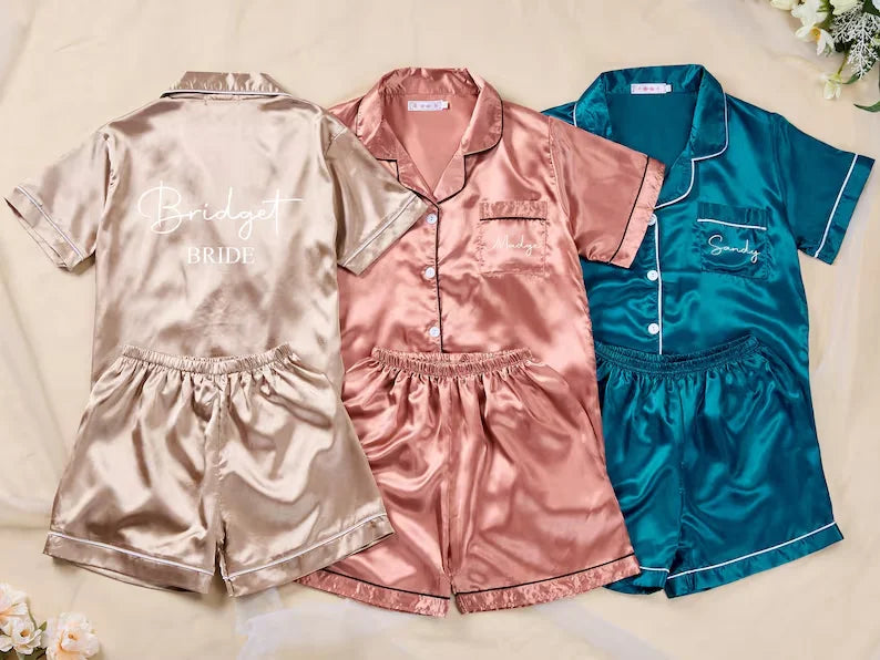 Pyjama Short Satin Prénom Personnalisé