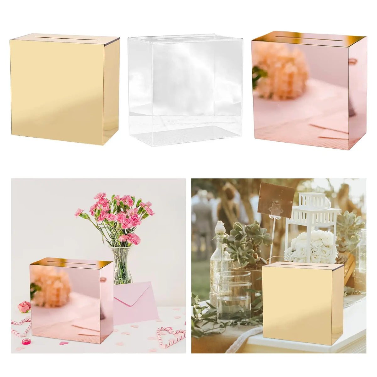 Urne mariage acrylique miroir à enveloppes
