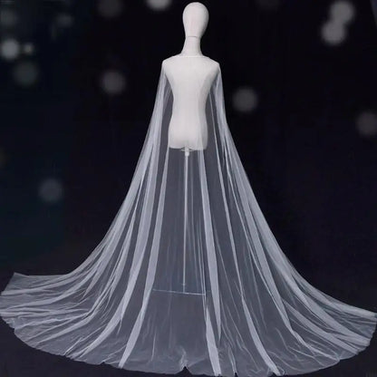 Étole de mariée tulle blanc fluide — vue 4