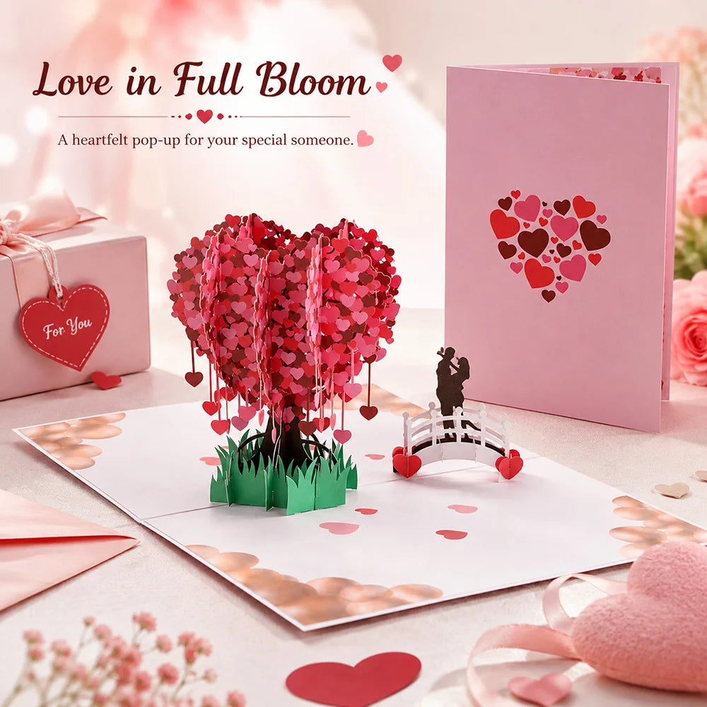 Carte Pop-Up 3D Fleurs et Mariage