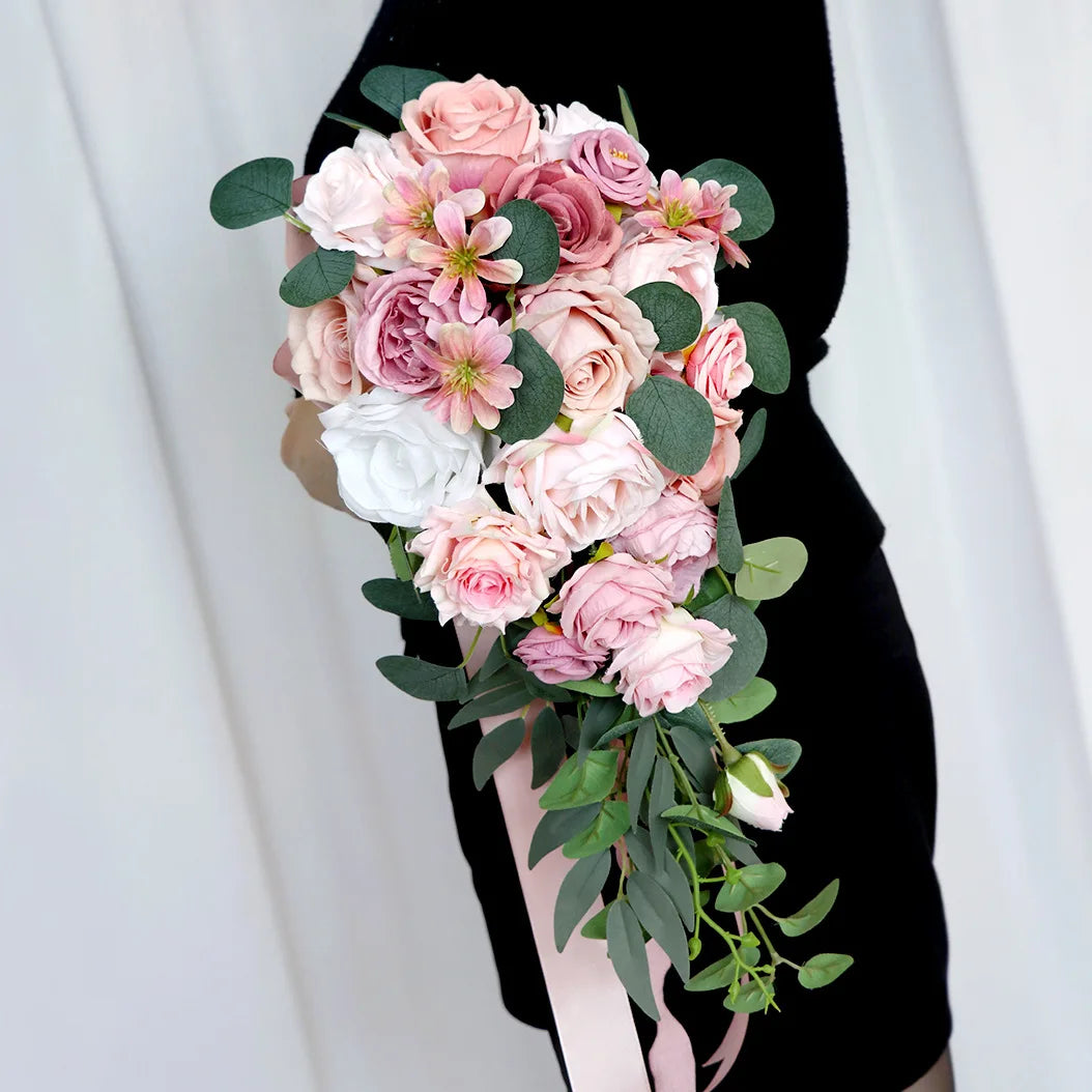 Bouquet de mariée artificiel en cascade — vue 2
