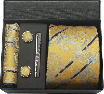 Coffret cravate mariage pochette et boutons manchette