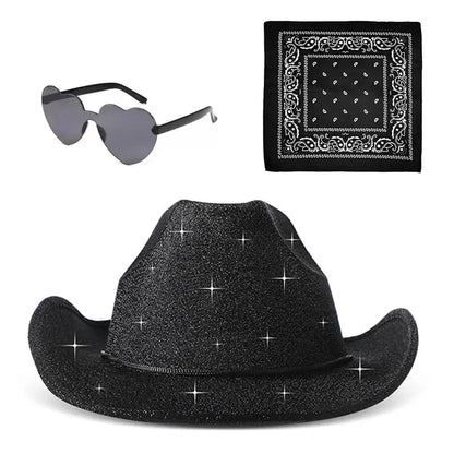 Chapeau Cowboy EVJF Pailleté 3 Pièces