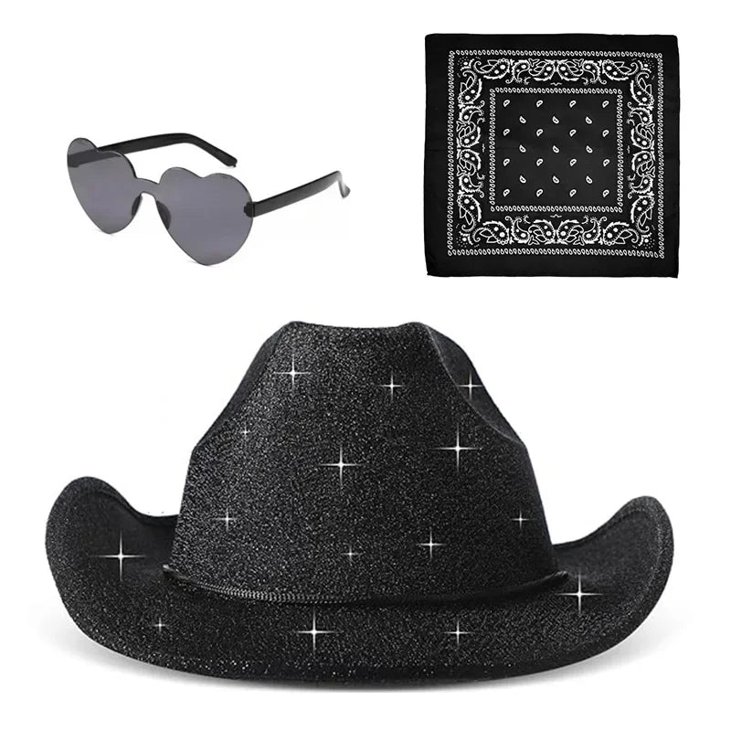 Chapeau Cowboy EVJF Pailleté 3 Pièces — vue 7