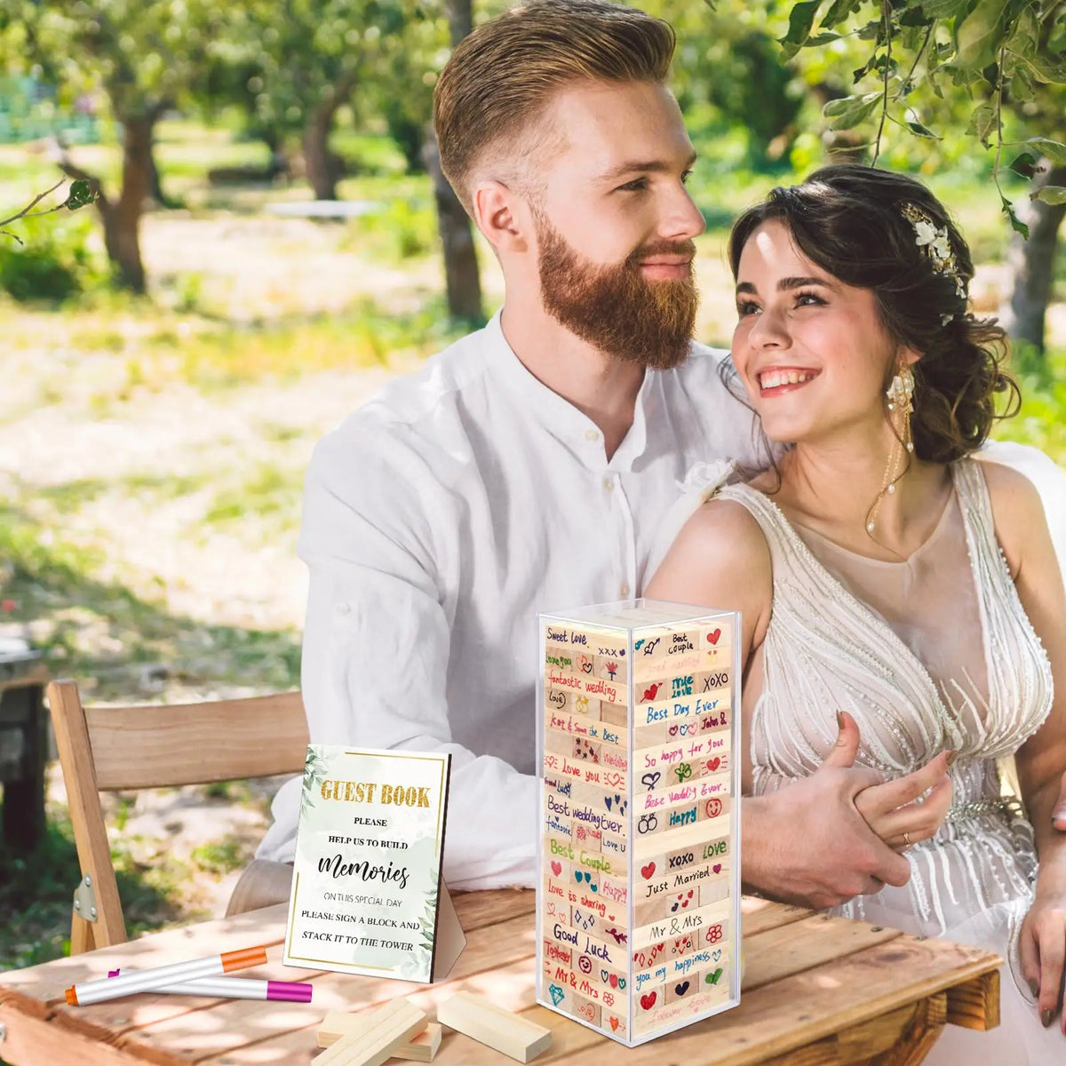 Livre d'or mariage original blocs bois — vue 2