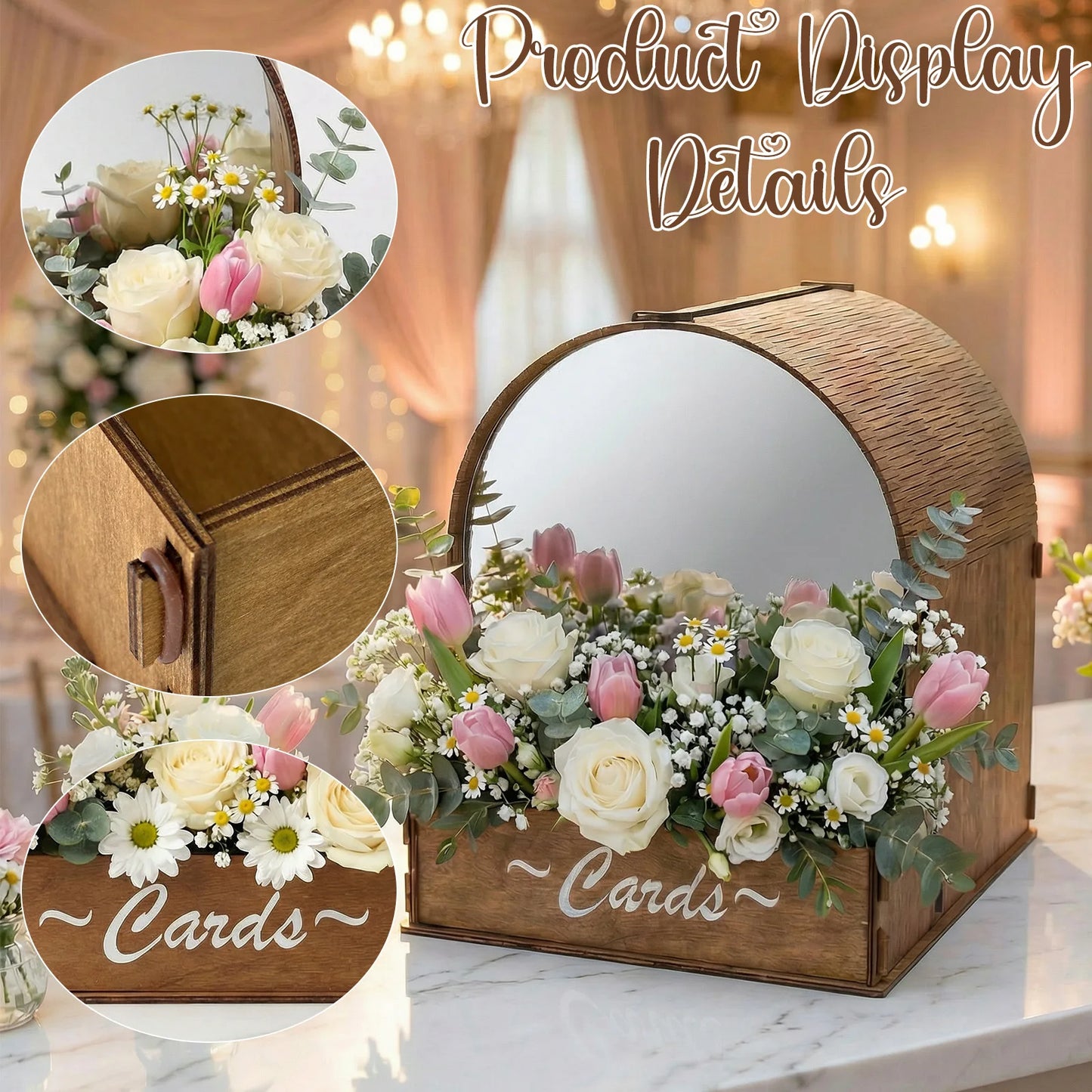 Urne Mariage Bois Arche Miroir