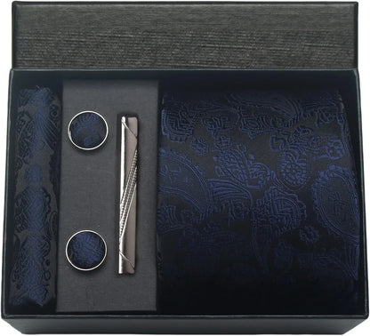 Coffret cravate mariage pochette et boutons manchette