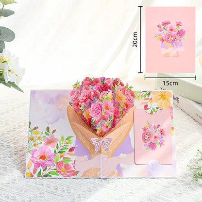 Carte Pop-Up 3D Fleurs et Mariage