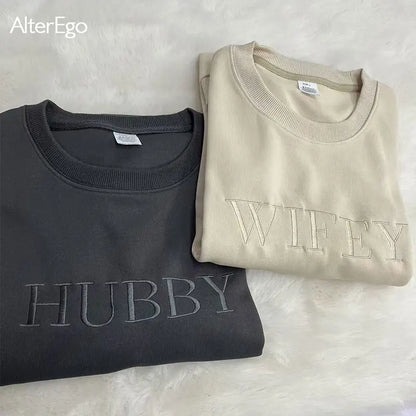 Sweat Brodé Personnalisé Wifey Hubby