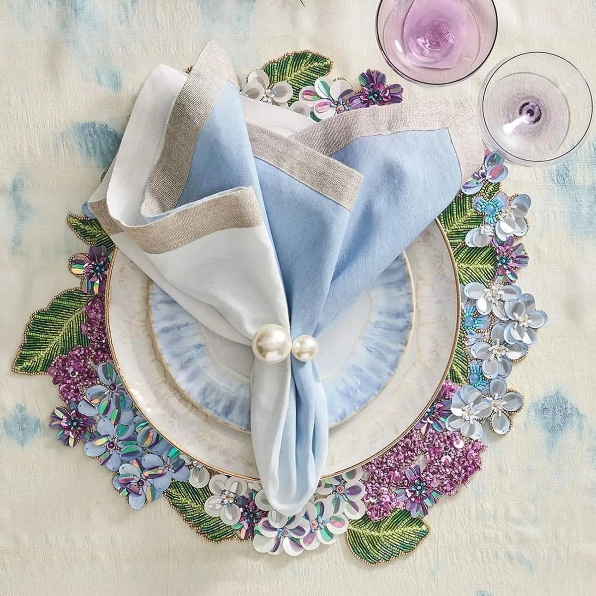 Rond de serviette mariage perle lot de 6