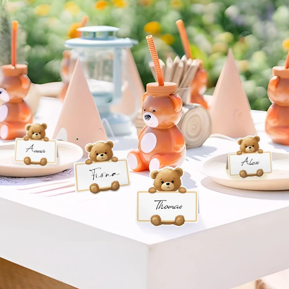 Marque-Place Mariage Motif Ourson Blanc