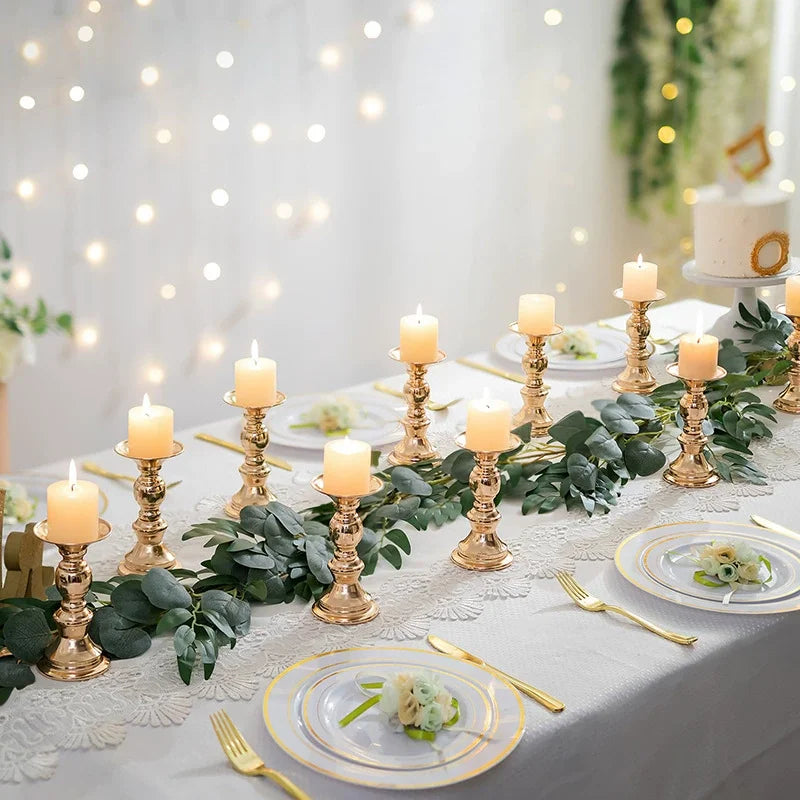 Bougeoir Mariage Métal Doré Argenté