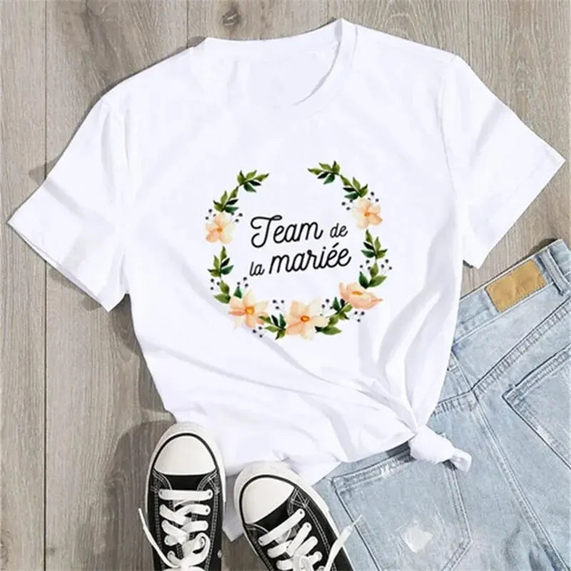 T-shirt EVJF La Mariée couronne fleurie