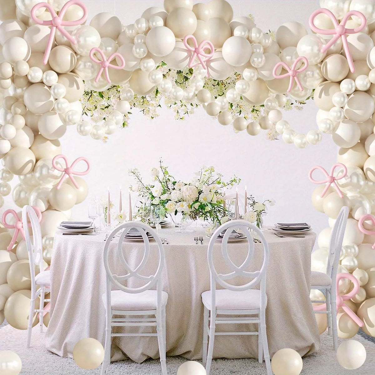 Arche de ballons mariage blanc perle