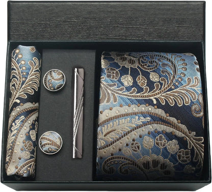 Coffret cravate mariage pochette et boutons manchette