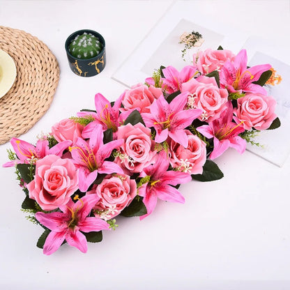 Rangée Roses et Lys Arche Mariage