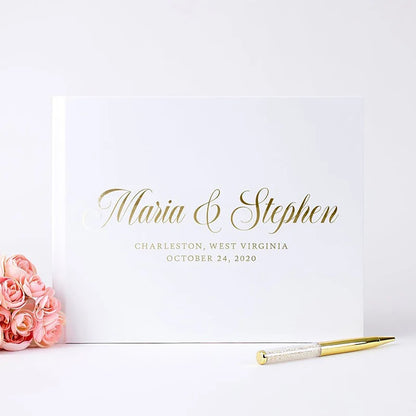 Livre d'or mariage blanc personnalisé couverture rigide