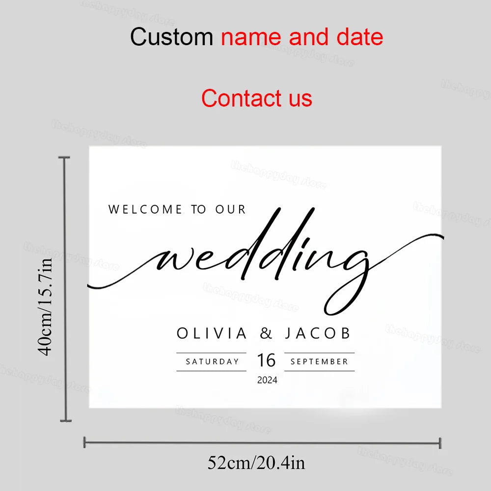 Panneau Bienvenue Mariage Personnalisé 52x40 cm