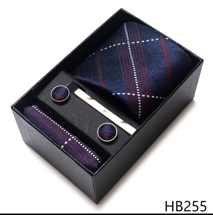 Coffret Cravate Mariage Homme Pochette et Boutons de Manchette