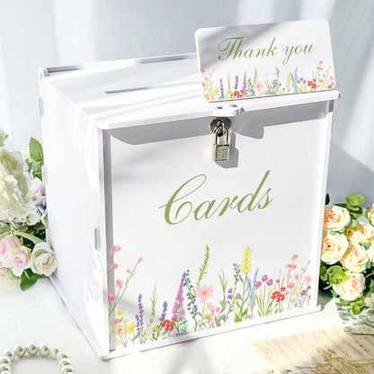 Urne mariage fleurs aquarelle blanche