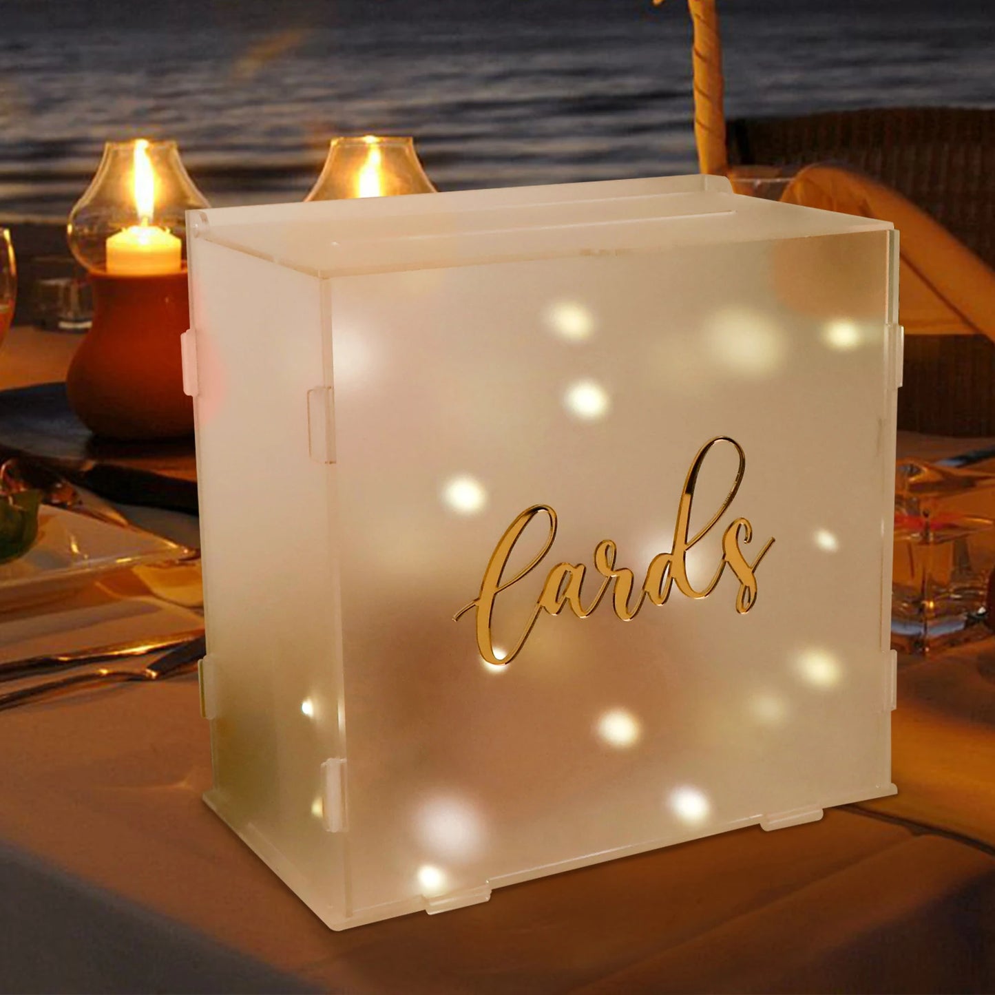Urne mariage acrylique dépoli guirlande lumineuse