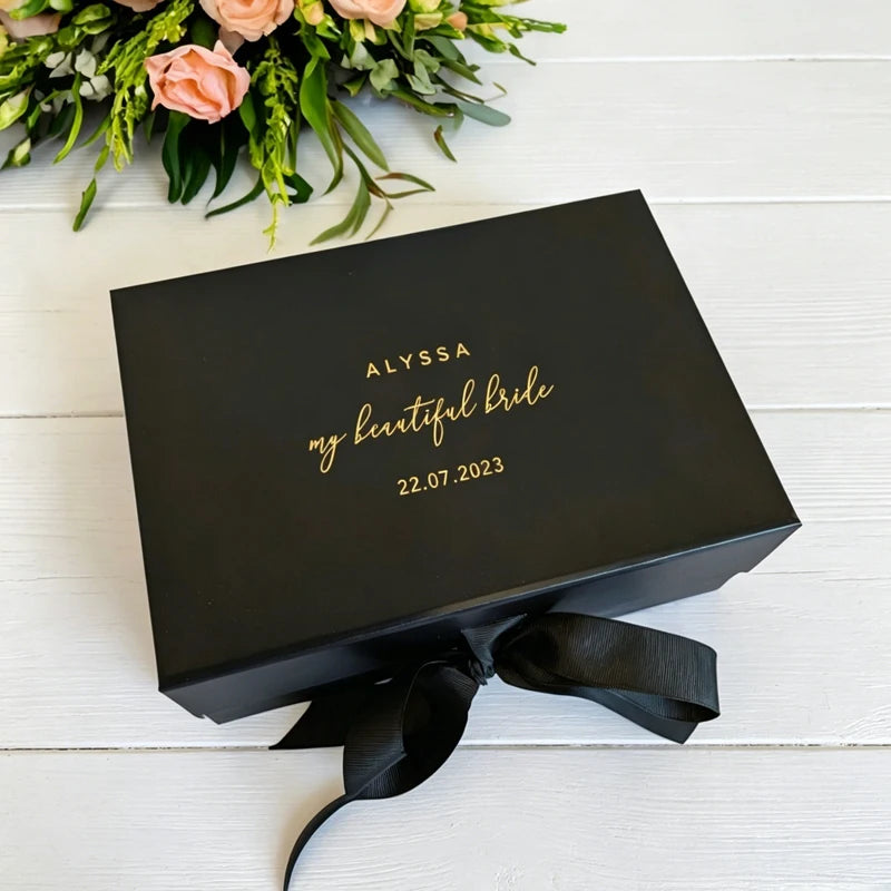 Coffret cadeau mariage personnalisé noir et blanc