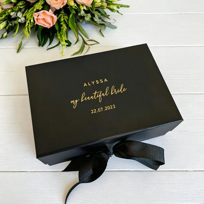 Coffret cadeau mariage personnalisé noir et blanc