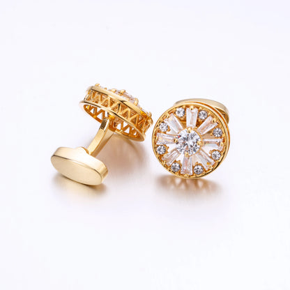 Boutons de manchette cristal dorés