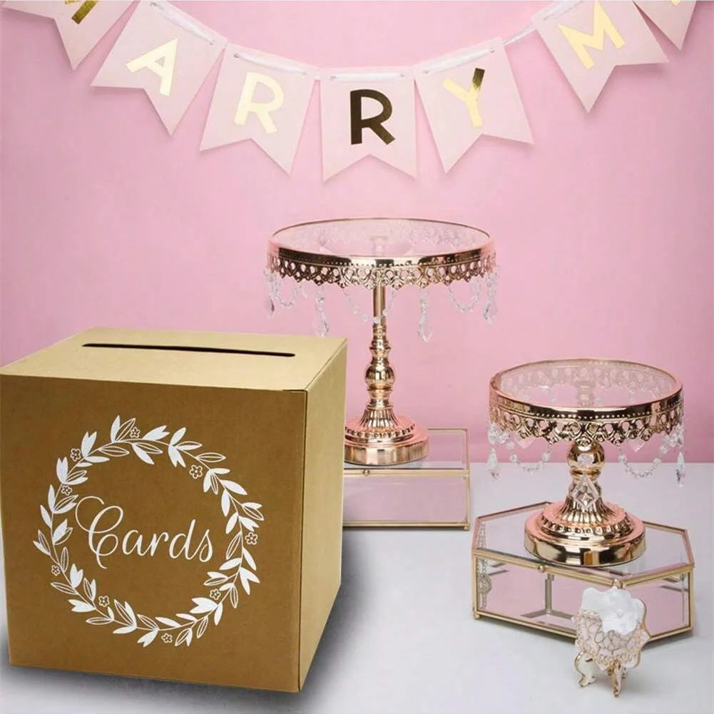 Urne mariage kraft champêtre couronne fleurie