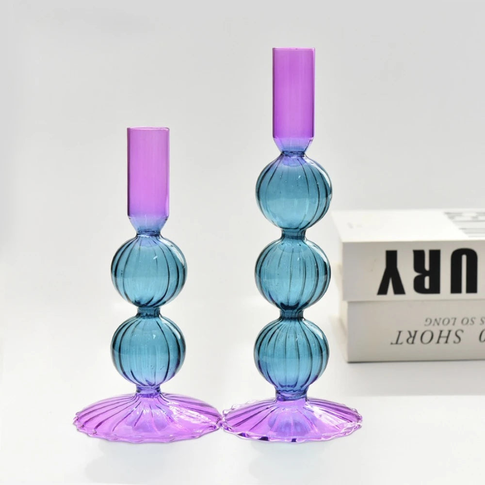Bougeoir Vase Verre Coloré Mariage — vue 3