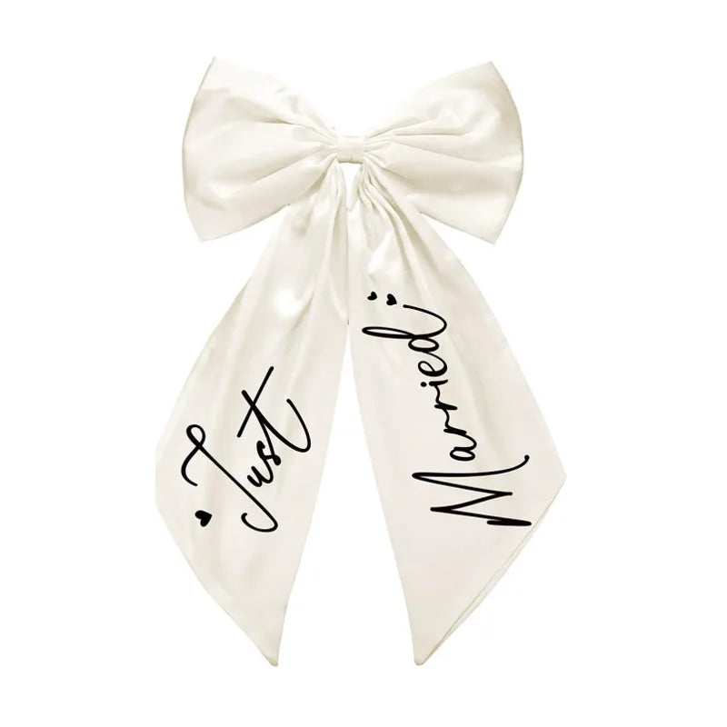 Nœud Arrière Voiture Mariage Satin Blanc — vue 6