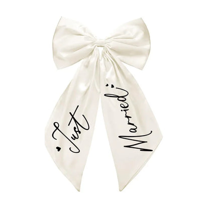Nœud Arrière Voiture Mariage Satin Blanc — vue 6