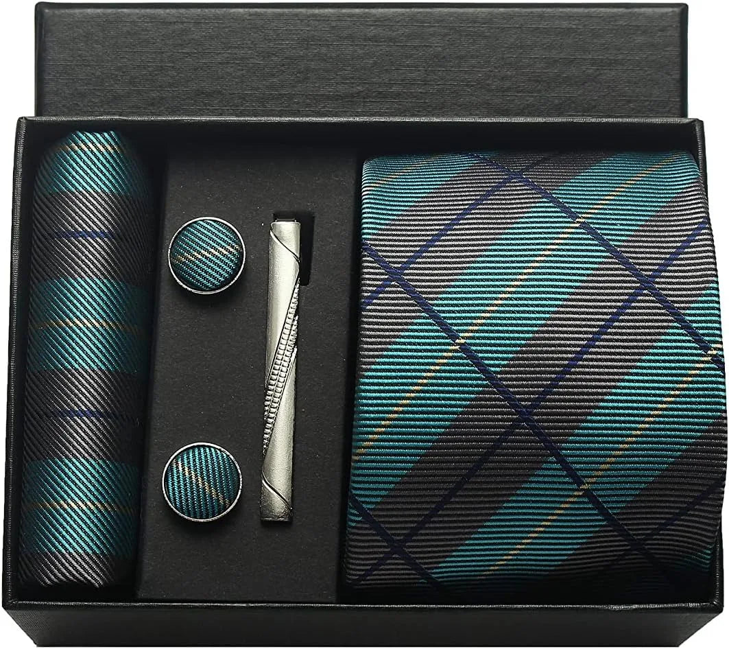 Coffret Cravate Mariage 8 cm Pochette Pince et Manchettes