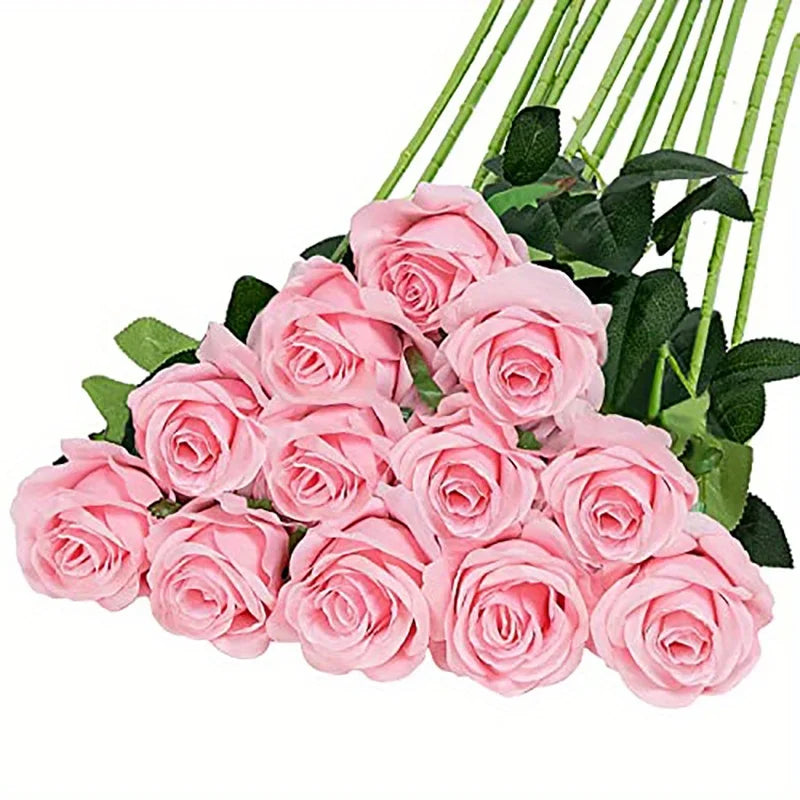 Fleurs artificielles mariage roses 12 tiges