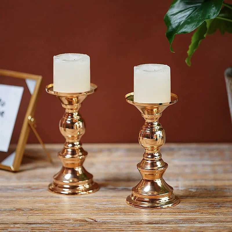 Bougeoir Mariage Métal Doré Argenté
