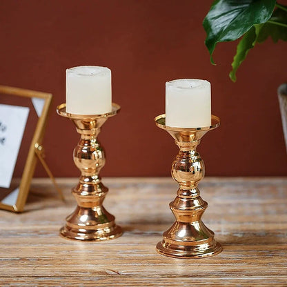 Bougeoir Mariage Métal Doré Argenté
