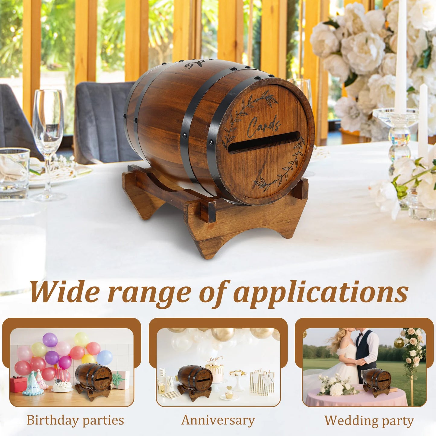 Urne Mariage Champêtre Tonneau en Bois