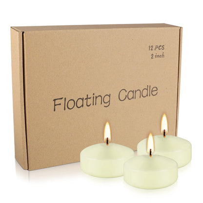 Lot de 12 bougies flottantes ivoire