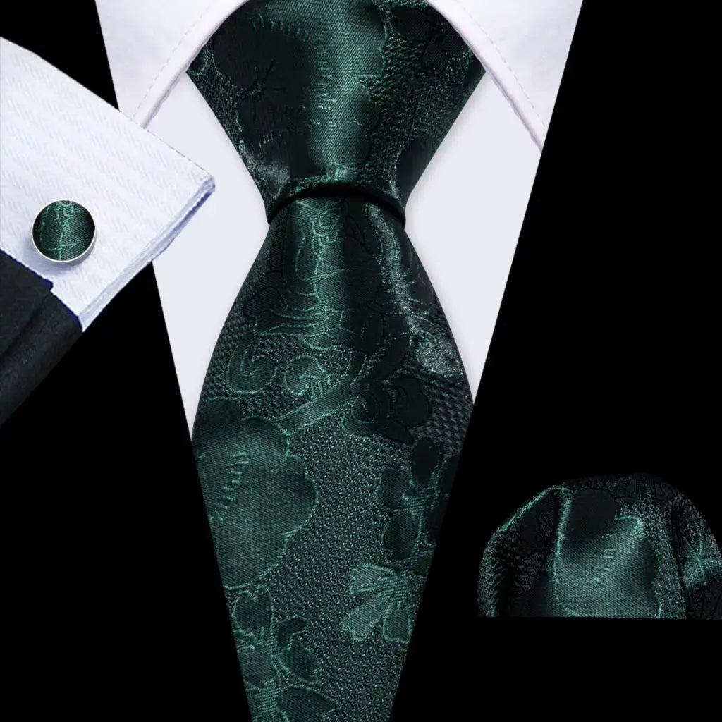 Cravate Mariage Homme Verte Pochette Boutons de Manchette
